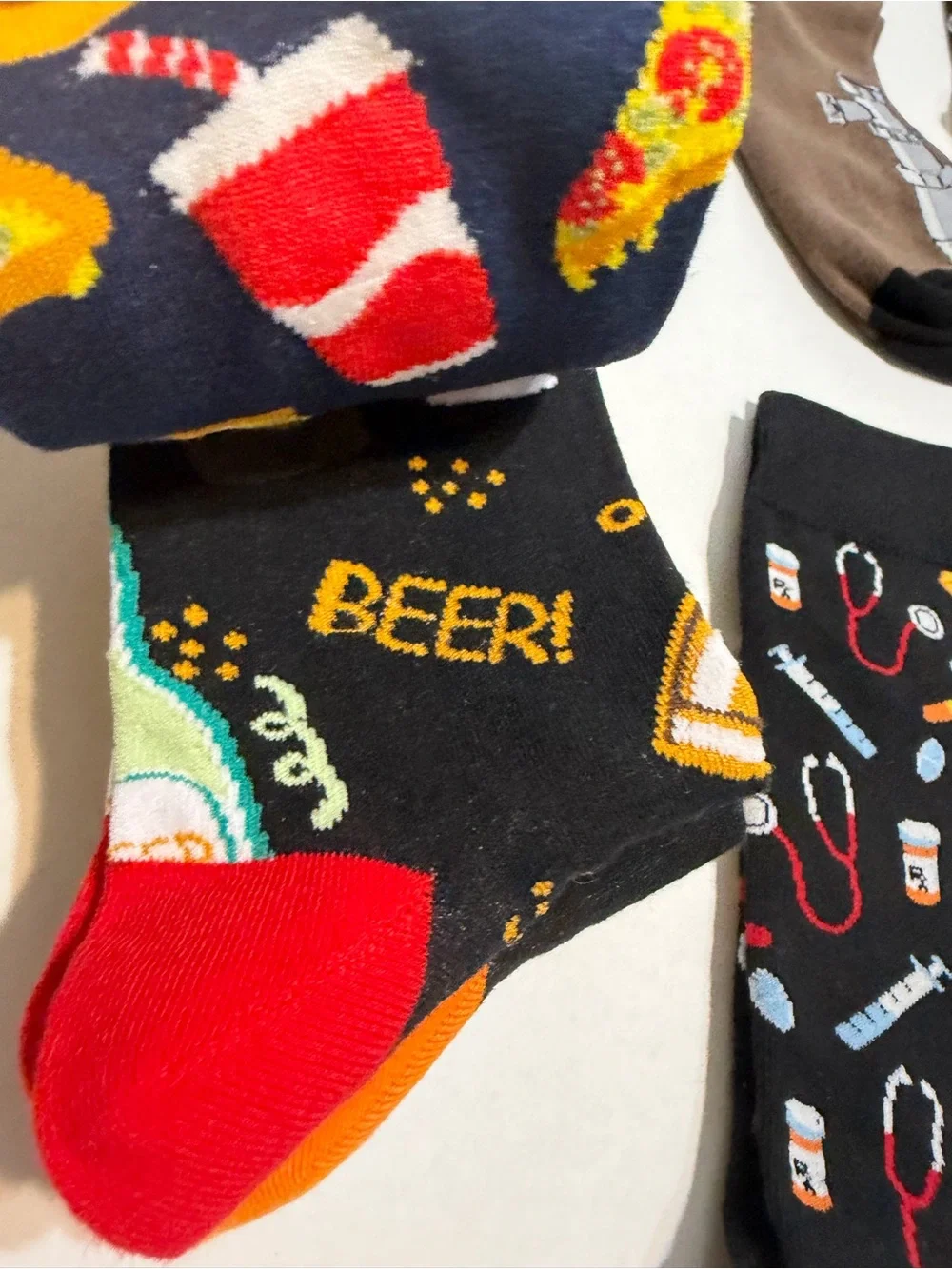 20 Pairs Men’s Novelty Crew Socks NEW! Assorted Fun Graphic Designs Mixed Lot
